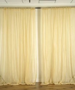 Silkflowersfactory 10FT Fire Retardant Champagne Sheer Curtain Panel Backdrops Window Treatment With Rod Pockets - Premium Collection Backdrops & Stands