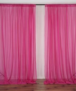 Silkflowersfactory 10FT Fire Retardant Fushia Sheer Curtain Panel Backdrops Window Treatment With Rod Pockets - Premium Collection Backdrops & Stands