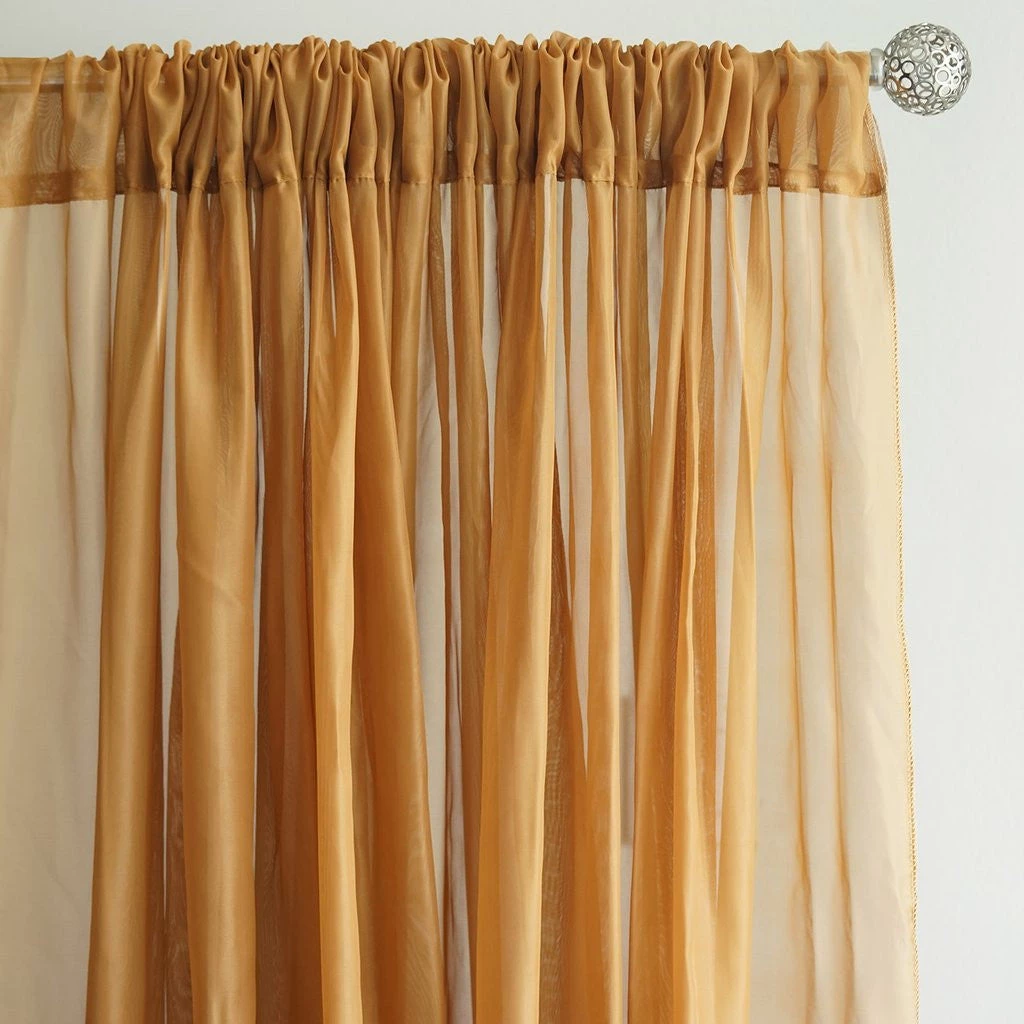 Silkflowersfactory 10FT Fire Retardant Gold Sheer Curtain Panel Backdrops Window Treatment With Rod Pockets - Premium Collection Backdrops & Stands 7 Silkflowersfactory 10FT Fire Retardant Gold Sheer Curtain Panel Backdrops Window Treatment With Rod Pockets - Premium Collection Backdrops & Stands