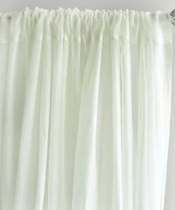 Silkflowersfactory Set Of 2 Ivory Fire Retardant Sheer Organza Premium Curtain Panel Backdrops Window Treatment With Rod Pockets - 5FTx10FT Backdrops & Stands
