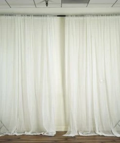 Silkflowersfactory Set Of 2 Ivory Fire Retardant Sheer Organza Premium Curtain Panel Backdrops Window Treatment With Rod Pockets - 5FTx10FT Backdrops & Stands