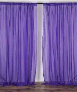 Silkflowersfactory Backdrops & Stands 10FT Fire Retardant Purple Sheer Curtain Panel Backdrops Window Treatment With Rod Pockets - Premium Collection