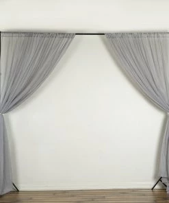 Silkflowersfactory 10FT Fire Retardant Silver Sheer Curtain Panel Backdrops Window Treatment With Rod Pockets - Premium Collection