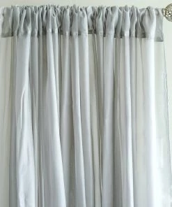 Silkflowersfactory 10FT Fire Retardant Silver Sheer Curtain Panel Backdrops Window Treatment With Rod Pockets - Premium Collection