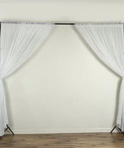 Silkflowersfactory Backdrops & Stands Set Of 2 White Fire Retardant Sheer Organza Premium Curtain Panel Backdrops Window Treatment With Rod Pockets - 5FTx10FT