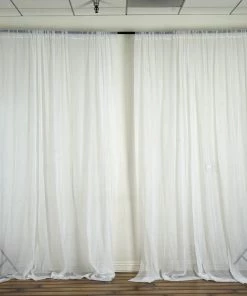 Silkflowersfactory Backdrops & Stands Set Of 2 White Fire Retardant Sheer Organza Premium Curtain Panel Backdrops Window Treatment With Rod Pockets - 5FTx10FT