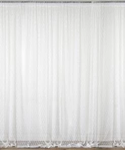 Silkflowersfactory Set Of 2 Ivory Fire Retardant Sheer Floral Lace Premium Curtain Panel Backdrops Window Treatment With Rod Pockets - 5FTx10FT Backdrops & Stands