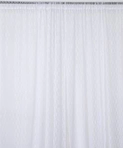 Silkflowersfactory Set Of 2 White Fire Retardant Sheer Floral Lace Premium Curtain Panel Backdrops Window Treatment With Rod Pockets - 5FTx10FT Backdrops & Stands