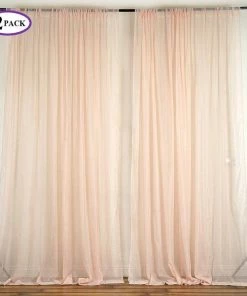 Silkflowersfactory Set Of 2 Blush Fire Retardant Sheer Organza Premium Curtain Panel Backdrops Window Treatment With Rod Pockets - 5FTx10FT