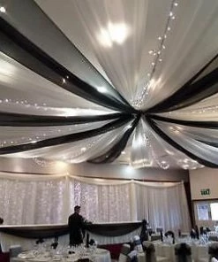 Silkflowersfactory 30FT Premium White Fire Retardant Sheer Voil Curtain Ceiling Panel Backdrop 12 Silkflowersfactory 30FT Premium White Fire Retardant Sheer Voil Curtain Ceiling Panel Backdrop