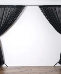 Silkflowersfactory 10FT Fire Retardant Black Sheer Curtain Panel Backdrops Window Treatment With Rod Pockets - Premium Collection Backdrops & Stands 9 Silkflowersfactory 10FT Fire Retardant Black Sheer Curtain Panel Backdrops Window Treatment With Rod Pockets - Premium Collection Backdrops & Stands
