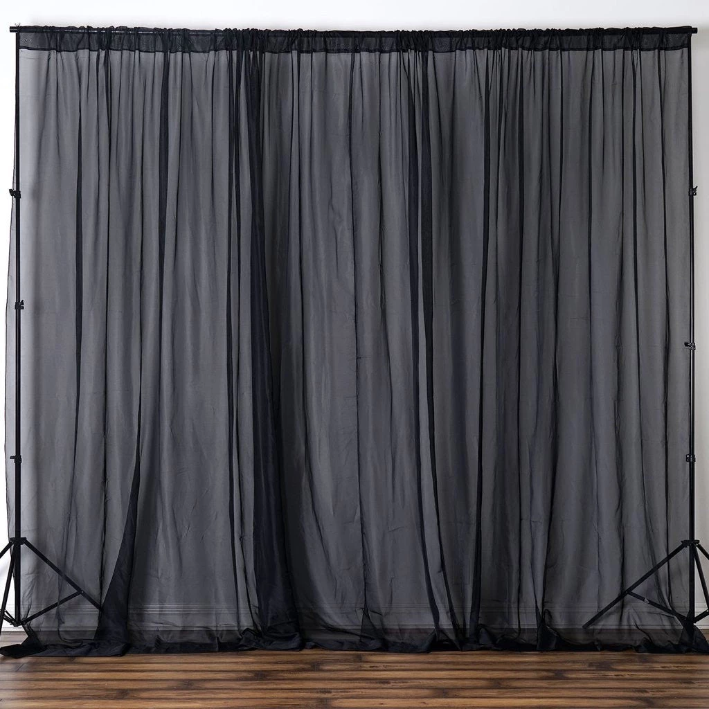 Silkflowersfactory 10FT Fire Retardant Black Sheer Curtain Panel Backdrops Window Treatment With Rod Pockets - Premium Collection Backdrops & Stands 3 Silkflowersfactory 10FT Fire Retardant Black Sheer Curtain Panel Backdrops Window Treatment With Rod Pockets - Premium Collection Backdrops & Stands