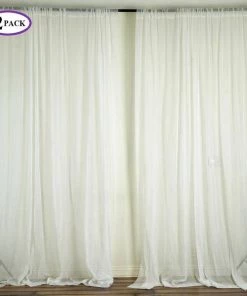 Silkflowersfactory Set Of 2 Ivory Fire Retardant Sheer Organza Premium Curtain Panel Backdrops Window Treatment With Rod Pockets - 5FTx10FT Backdrops & Stands