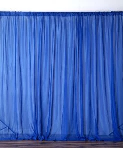 Silkflowersfactory Backdrops & Stands 10FT Fire Retardant Royal Blue Sheer Curtain Panel Backdrops Window Treatment With Rod Pockets - Premium Collection