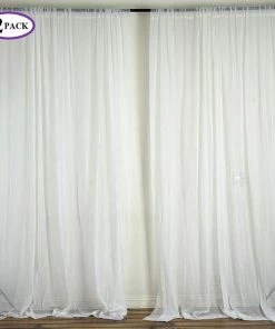 Silkflowersfactory Backdrops & Stands Set Of 2 White Fire Retardant Sheer Organza Premium Curtain Panel Backdrops Window Treatment With Rod Pockets - 5FTx10FT