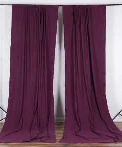 Silkflowersfactory Set Of 2 Eggplant Fire Retardant Polyester Curtain Panel Backdrops Window Treatment With Rod Pockets - 5FTx10FT Backdrops & Stands