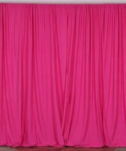Silkflowersfactory Set Of 2 Fushia Fire Retardant Polyester Curtain Panel Backdrops Window Treatment With Rod Pockets - 5FTx10FT Backdrops & Stands