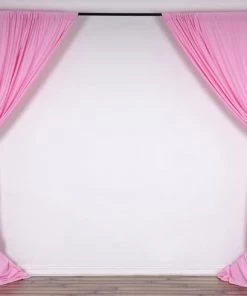 Silkflowersfactory Set Of 2 Pink Fire Retardant Polyester Curtain Panel Backdrops Window Treatment With Rod Pockets - 5FTx10FT