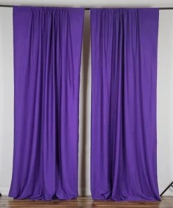 Silkflowersfactory Set Of 2 Purple Fire Retardant Polyester Curtain Panel Backdrops Window Treatment With Rod Pockets - 5FTx10FT Backdrops & Stands
