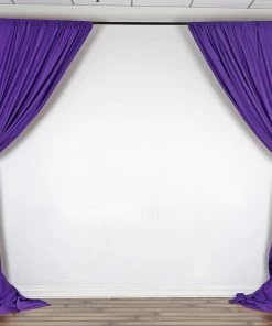 Silkflowersfactory Set Of 2 Purple Fire Retardant Polyester Curtain Panel Backdrops Window Treatment With Rod Pockets - 5FTx10FT Backdrops & Stands