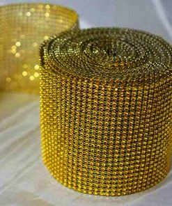 Silkflowersfactory PAR EXCELLENCE Endless Diamond Roll 4.5"x10 Yards/roll Gold Flower Vases & Decorations