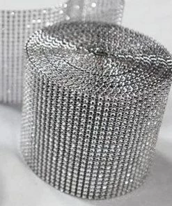 Silkflowersfactory PAR EXCELLENCE Endless Diamond Roll 4.5"x10 Yards/roll Silver Flower Vases & Decorations