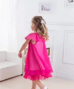 Efavormart-new Modish Two Layered Chiffon Pleated DressRule - Fuchsia
