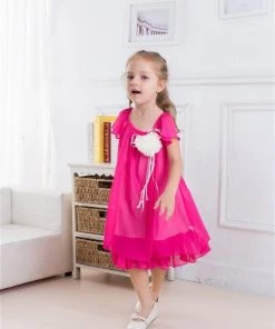 Silkflowersfactory Sales Shop 5 Efavormart-new Modish Two Layered Chiffon Pleated DressRule - Fuchsia