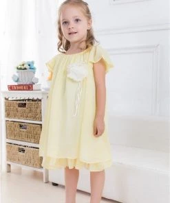Silkflowersfactory Sales Shop 3 Efavormart-new Modish Two Layered Chiffon Pleated DressRule - Yellow