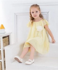 Efavormart-new Modish Two Layered Chiffon Pleated DressRule - Yellow