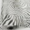 Silkflowersfactory Glossy Party Event Craft Non-Woven Tiger Print Design Fabric -Silver/White- 19"x10Yards Flower Vases & Decorations