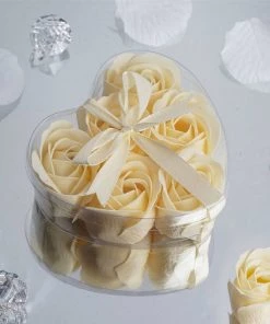 Silkflowersfactory Scented Rose Soap Gift Box - Ivory Loose Petals & Soap Favors