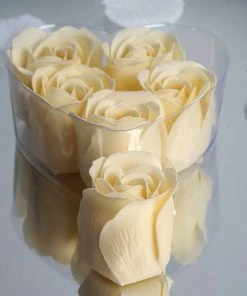 Silkflowersfactory Scented Rose Soap Gift Box - Ivory Loose Petals & Soap Favors