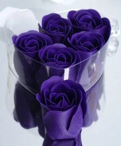 Silkflowersfactory Loose Petals & Soap Favors Scented Rose Soap Gift Box - Purple