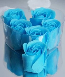 Silkflowersfactory Scented Rose Soap Gift Box - Turquoise Loose Petals & Soap Favors