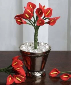 Silkflowersfactory 72 Eco Friendly Handmade Red Calla Lily Flowers For DIY Home Decor Craft Supplies Craft Flowers