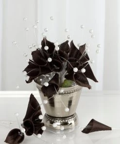 Silkflowersfactory 72 Poly Chocolate Calla Lily Bead Flowers With Pearl Spray For Wedding Home Craft Decor