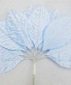 Silkflowersfactory 144 Light Blue Satin Corsage And Boutonniere Wired Craft Leafs DIY Wedding Projects Craft Flowers