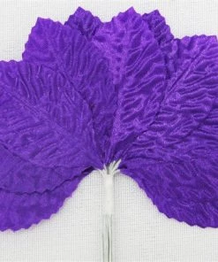 Silkflowersfactory Craft Flowers 144 Purple Satin Corsage And Boutonniere Wired Craft Leafs DIY Wedding Projects
