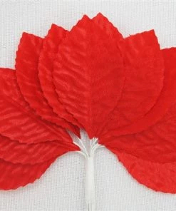 Silkflowersfactory Craft Flowers 144 Red Satin Corsage And Boutonniere Wired Craft Leafs DIY Wedding Projects