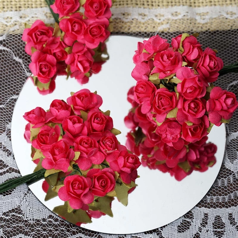 Silkflowersfactory 144 Fushia Paper Mini Flower Roses For DIY Wedding Card Craft Party Favors Decorations 3 Silkflowersfactory 144 Fushia Paper Mini Flower Roses For DIY Wedding Card Craft Party Favors Decorations