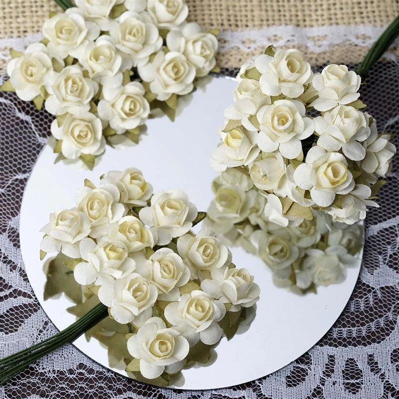 Silkflowersfactory Craft Flowers 144 Ivory Paper Mini Flower Roses For DIY Wedding Card Craft Party Favors Decorations 3 Silkflowersfactory Craft Flowers 144 Ivory Paper Mini Flower Roses For DIY Wedding Card Craft Party Favors Decorations