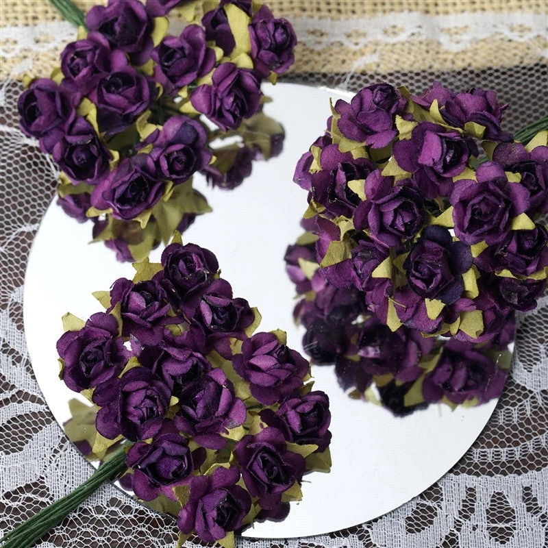 Silkflowersfactory 144 Purple Paper Mini Flower Roses For DIY Wedding Card Craft Party Favors Decorations Craft Flowers 3 Silkflowersfactory 144 Purple Paper Mini Flower Roses For DIY Wedding Card Craft Party Favors Decorations Craft Flowers