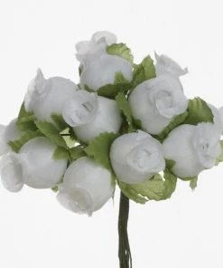Silkflowersfactory 144 Artificial 3/4” White Poly Rose Buds DIY Wedding Bouquet Flowers Craft Decoration