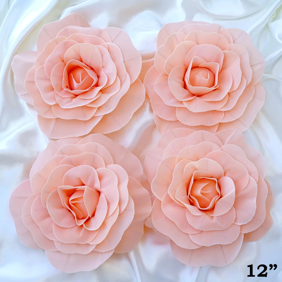 Silkflowersfactory 12" Large Foam Rose Backdrop Wall Decor - Blush - 4 Pcs Foam Flower Wall Decor 4 Silkflowersfactory 12" Large Foam Rose Backdrop Wall Decor - Blush - 4 Pcs Foam Flower Wall Decor