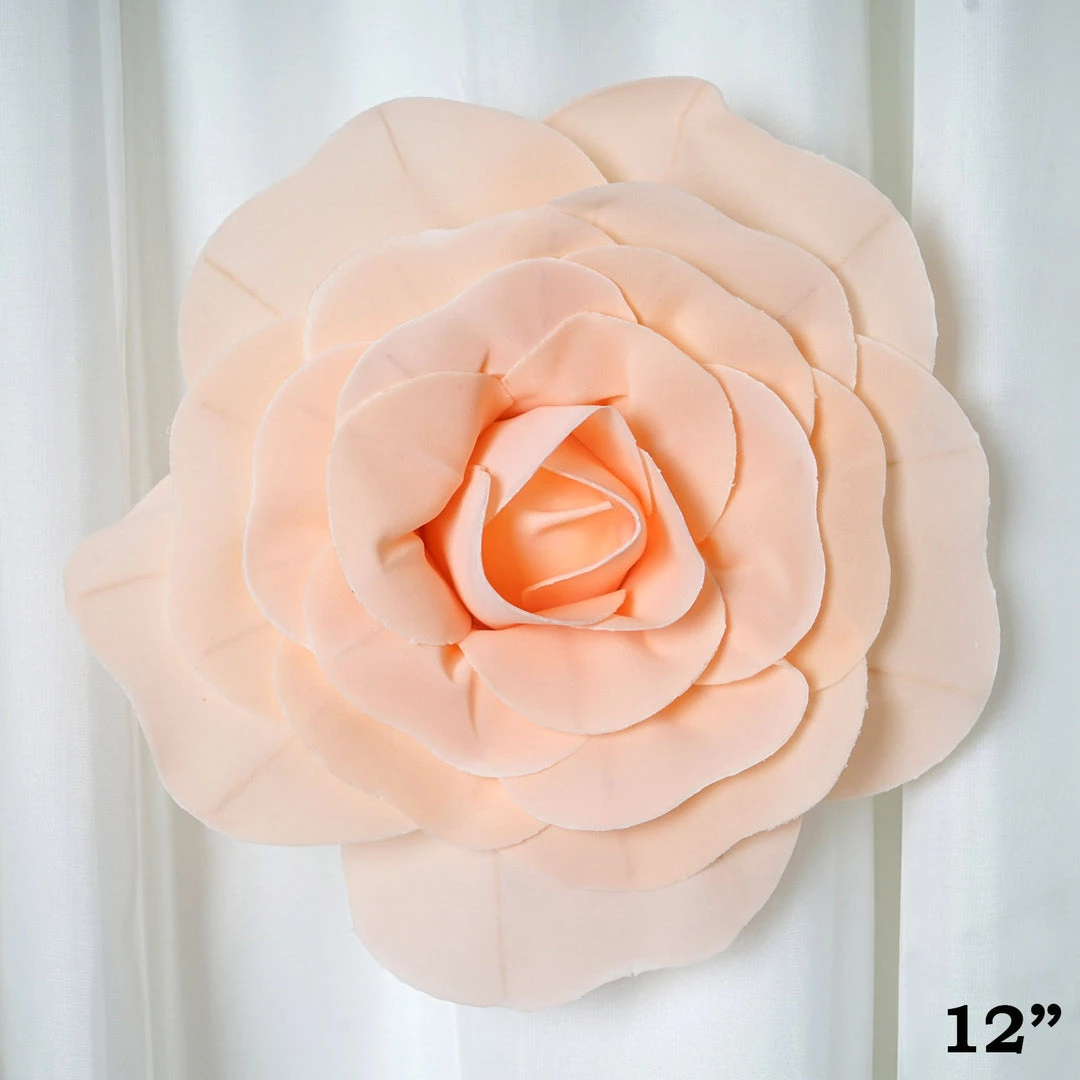 Silkflowersfactory 12" Large Foam Rose Backdrop Wall Decor - Blush - 4 Pcs Foam Flower Wall Decor 8 Silkflowersfactory 12" Large Foam Rose Backdrop Wall Decor - Blush - 4 Pcs Foam Flower Wall Decor