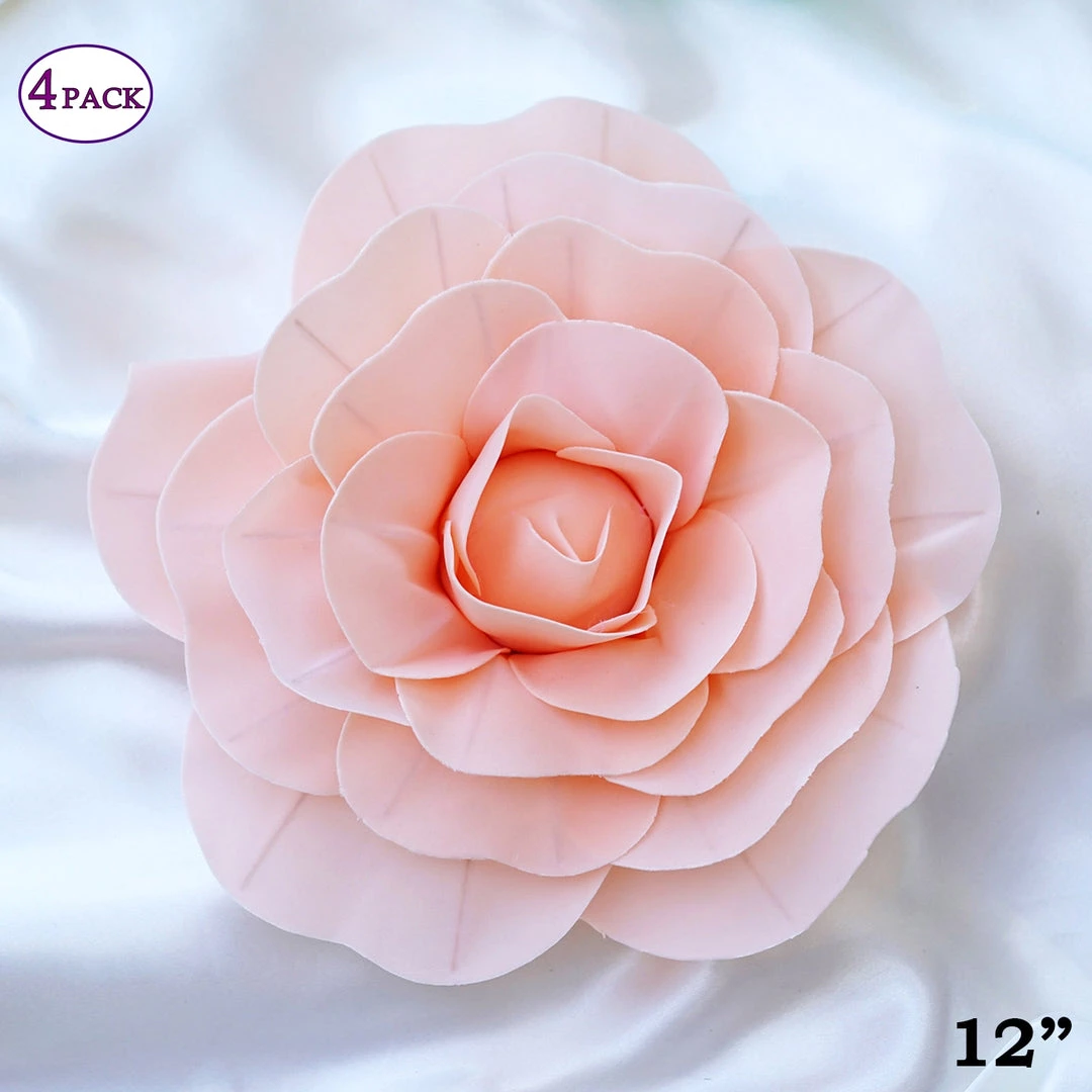 Silkflowersfactory 12" Large Foam Rose Backdrop Wall Decor - Blush - 4 Pcs Foam Flower Wall Decor 3 Silkflowersfactory 12" Large Foam Rose Backdrop Wall Decor - Blush - 4 Pcs Foam Flower Wall Decor