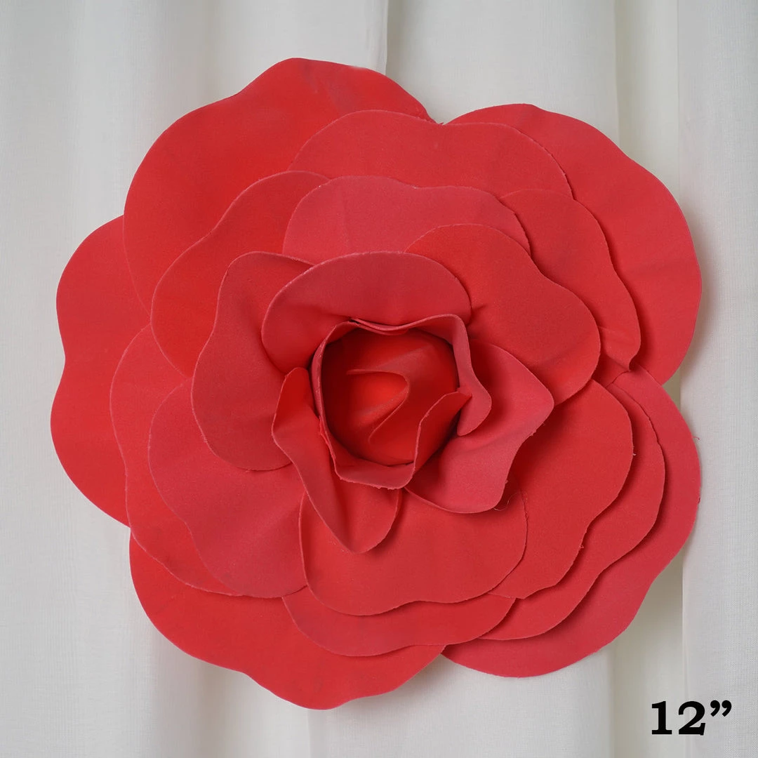 Silkflowersfactory Foam Flower Wall Decor 12" Large Foam Rose Backdrop Wall Decor - Red - 4 Pcs 7 Silkflowersfactory Foam Flower Wall Decor 12" Large Foam Rose Backdrop Wall Decor - Red - 4 Pcs