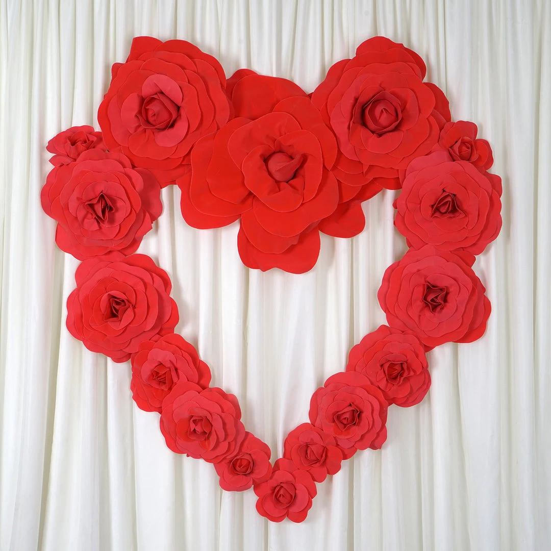 Silkflowersfactory Foam Flower Wall Decor 12" Large Foam Rose Backdrop Wall Decor - Red - 4 Pcs 12 Silkflowersfactory Foam Flower Wall Decor 12" Large Foam Rose Backdrop Wall Decor - Red - 4 Pcs