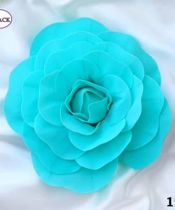 Silkflowersfactory 12" Large Foam Rose Backdrop Wall Decor - Turquoise - 4 Pcs